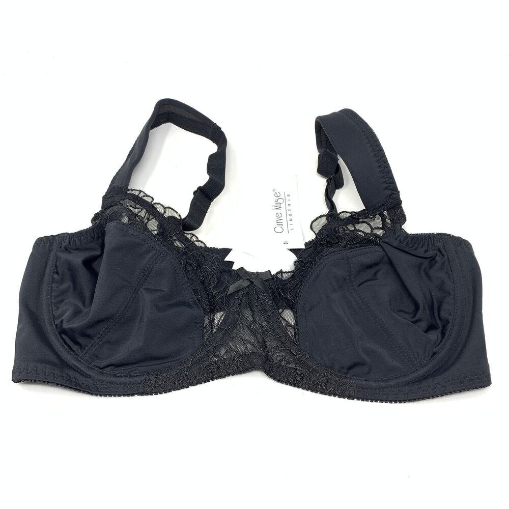 Curve Muse Lingerie Bra Women's Size 38C Unlined Lace Trimmed Black NEW